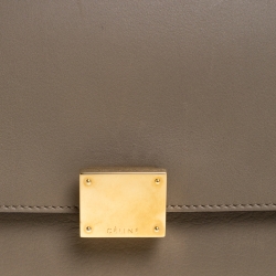 Pre Owned Celine Beige Leather and Suede Python Handle Medium Trapeze Bag