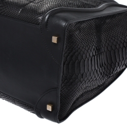 Pre Owned حقيبة سيلين لاغيدج جلد ثعبان و جلد متوسطة سوداء