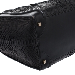 Pre Owned حقيبة سيلين لاغيدج جلد ثعبان و جلد متوسطة سوداء