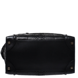 Pre Owned حقيبة سيلين لاغيدج جلد ثعبان و جلد متوسطة سوداء