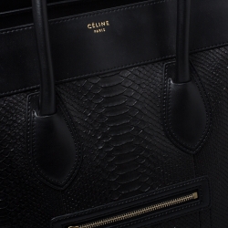 Pre Owned حقيبة سيلين لاغيدج جلد ثعبان و جلد متوسطة سوداء