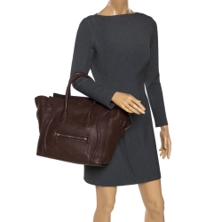 Pre Owned Celine Dark Brown Leather Mini Luggage Tote