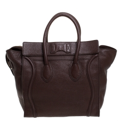 Pre Owned Celine Dark Brown Leather Mini Luggage Tote