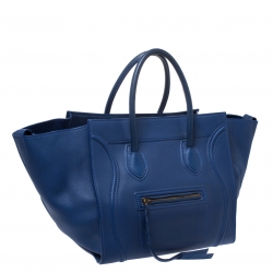 Pre Owned Celine Blue Leather Medium Phantom Luggage Tote