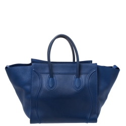 Pre Owned Celine Blue Leather Medium Phantom Luggage Tote