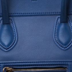 Pre Owned Celine Blue Leather Medium Phantom Luggage Tote