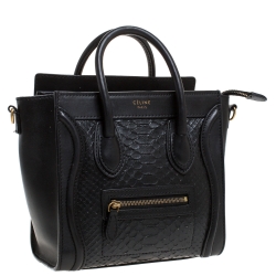  مملوكة مسبقًا Celine Black Python and Leather Nano Luggage Tote
