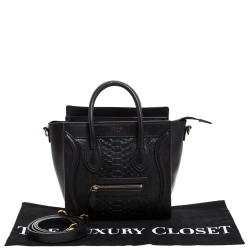 مملوكة مسبقًا Celine Black Python and Leather Nano Luggage Tote