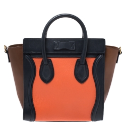 Pre Owned حقيبة سيلين نانو لاغيدج جلد و جلد ثعبان ثلاثي اللون