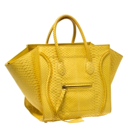 Pre Owned Celine Yellow Python Medium Phantom Luggage Tote
