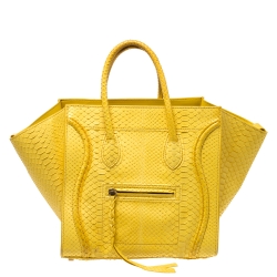 Pre Owned Celine Yellow Python Medium Phantom Luggage Tote