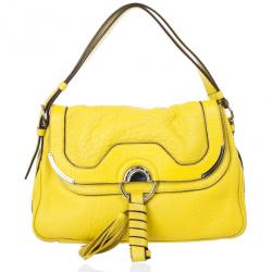 Pre Owned Celine Small Yellow Leather Flap Bag