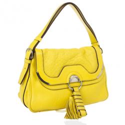 Pre Owned Celine Small Yellow Leather Flap Bag
