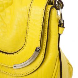 Pre Owned Celine Small Yellow Leather Flap Bag