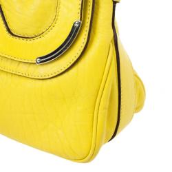 Pre Owned Celine Small Yellow Leather Flap Bag