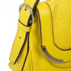 Pre Owned Celine Small Yellow Leather Flap Bag