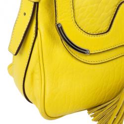 Pre Owned Celine Small Yellow Leather Flap Bag