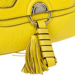 Pre Owned Celine Small Yellow Leather Flap Bag