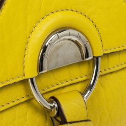 Pre Owned Celine Small Yellow Leather Flap Bag