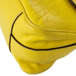 Pre Owned Celine Small Yellow Leather Flap Bag