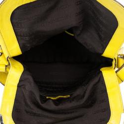 Pre Owned Celine Small Yellow Leather Flap Bag