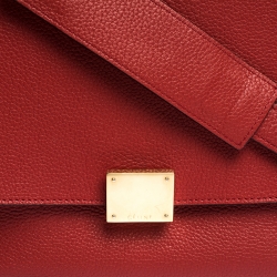 Pre Owned Celine Red Leather and Suede Medium Trapeze Bag