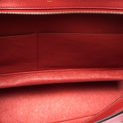 Pre Owned Celine Red Leather and Suede Medium Trapeze Bag