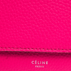 Pre Owned Celine Pink Leather Multifunction Flap Continental Wallet