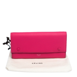 Pre Owned Celine Pink Leather Multifunction Flap Continental Wallet