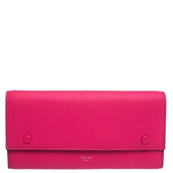 Pre Owned Celine Pink Leather Multifunction Flap Continental Wallet
