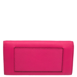 Pre Owned Celine Pink Leather Multifunction Flap Continental Wallet