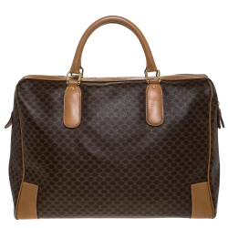 مملوكة مسبقًا Celine Brown Macadam Coated Canvas and Leather Weekender Bag