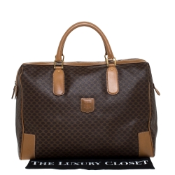 مملوكة مسبقًا Celine Brown Macadam Coated Canvas and Leather Weekender Bag