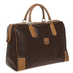 مملوكة مسبقًا Celine Brown Macadam Coated Canvas and Leather Weekender Bag