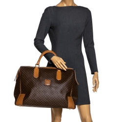 مملوكة مسبقًا Celine Brown Macadam Coated Canvas and Leather Weekender Bag