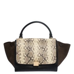 Pre Owned Celine Tricolor  Python/Suede and Leather Medium Trapeze Bag