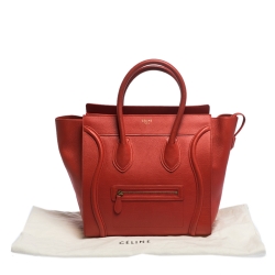 Pre Owned Celine Red Leather Mini Luggage Tote