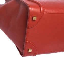 Pre Owned Celine Red Leather Mini Luggage Tote