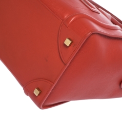 Pre Owned Celine Red Leather Mini Luggage Tote