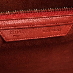 Pre Owned Celine Red Leather Mini Luggage Tote