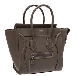 Pre Owned حقيبة يد سيلين مايكرو لاغدغ جلد بنيه