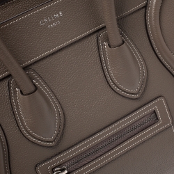 Pre Owned حقيبة يد سيلين مايكرو لاغدغ جلد بنيه