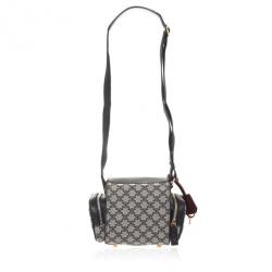 Pre Owned Celine Grey Logo Padlock Canvas and Leather Camera Bag