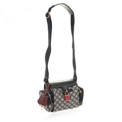 Pre Owned Celine Grey Logo Padlock Canvas and Leather Camera Bag