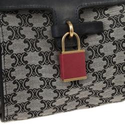 Pre Owned Celine Grey Logo Padlock Canvas and Leather Camera Bag