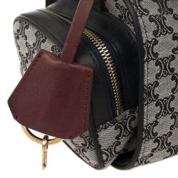 Pre Owned Celine Grey Logo Padlock Canvas and Leather Camera Bag