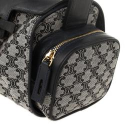 Pre Owned Celine Grey Logo Padlock Canvas and Leather Camera Bag