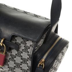Pre Owned Celine Grey Logo Padlock Canvas and Leather Camera Bag