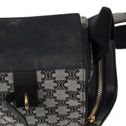 Pre Owned Celine Grey Logo Padlock Canvas and Leather Camera Bag