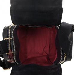 Pre Owned Celine Grey Logo Padlock Canvas and Leather Camera Bag